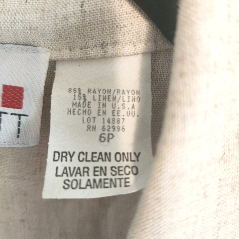 VINTAGE SCARLETT LINEN BLEND MIDI CREAM BUTTON FRONT DRESS SIZE 6 - Picture 7 of 8